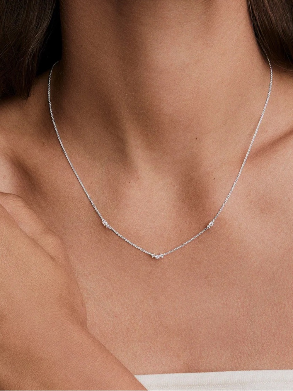 Mejuri Floating Lab Grown Sapphire Necklace Silver & Sapphires
